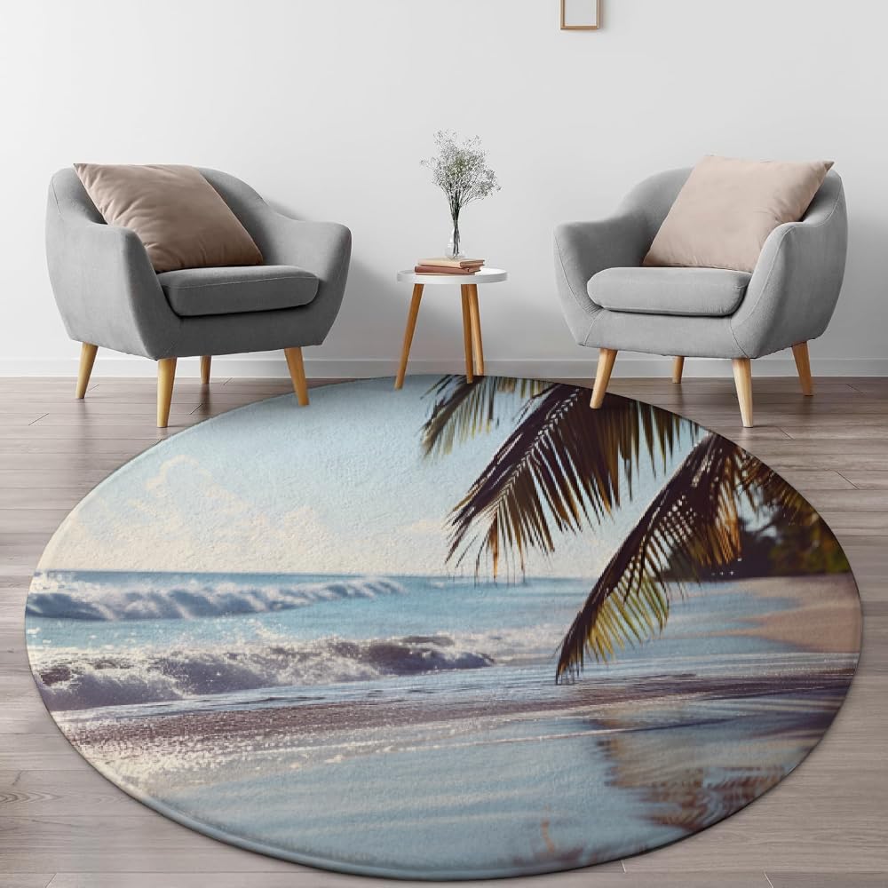 Amazon.com: Beach Round Rug 9 ft - Washable & Non-Slip Soft